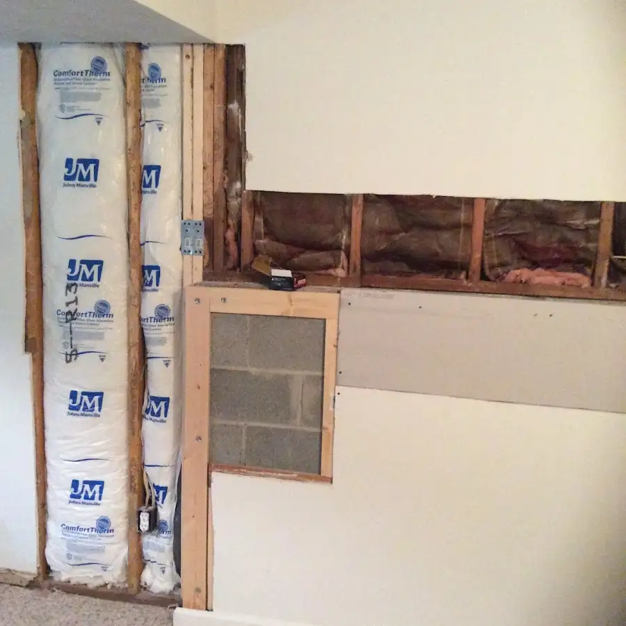 Wall insulation replacement during Basement Flood Cleanup in Holmen